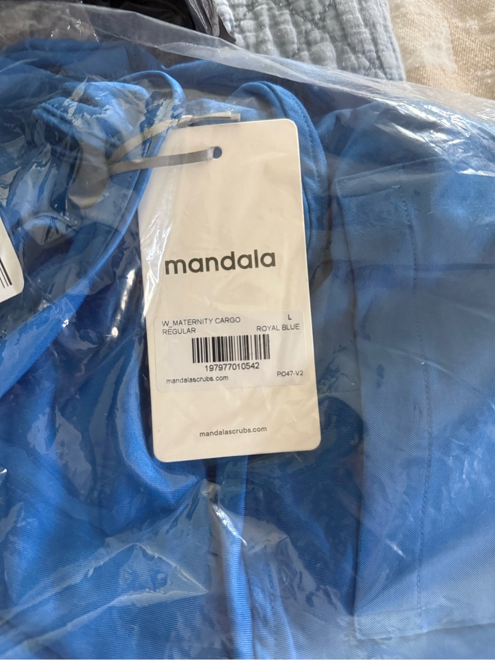 Mandala Royal Blue Women's Maternity Cargo Scrubs